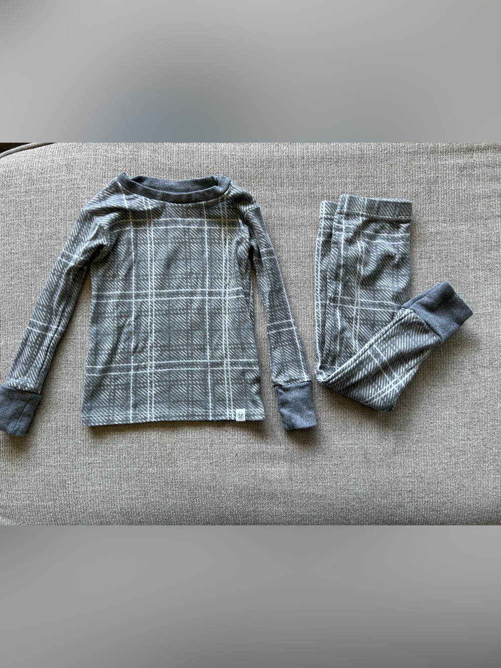 The Honest Company Gray Plaid Thermal Pajama Set